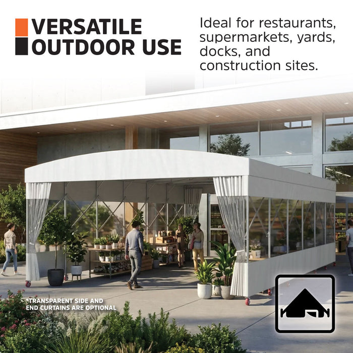 30' x 40' Retractable Mobile Shelter, 13' Clearance, 6" Nylon Casters, 17 oz PVC Cover, TMG-STM3040