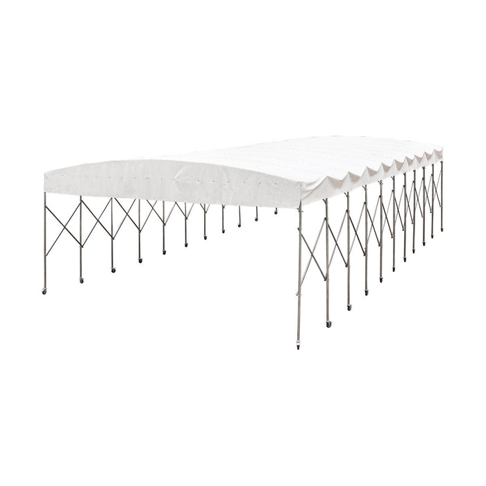 30' x 50' Retractable Mobile Shelter, 13' Clearance, 6" Nylon Casters, 17 oz PVC Cover, TMG-STM3050