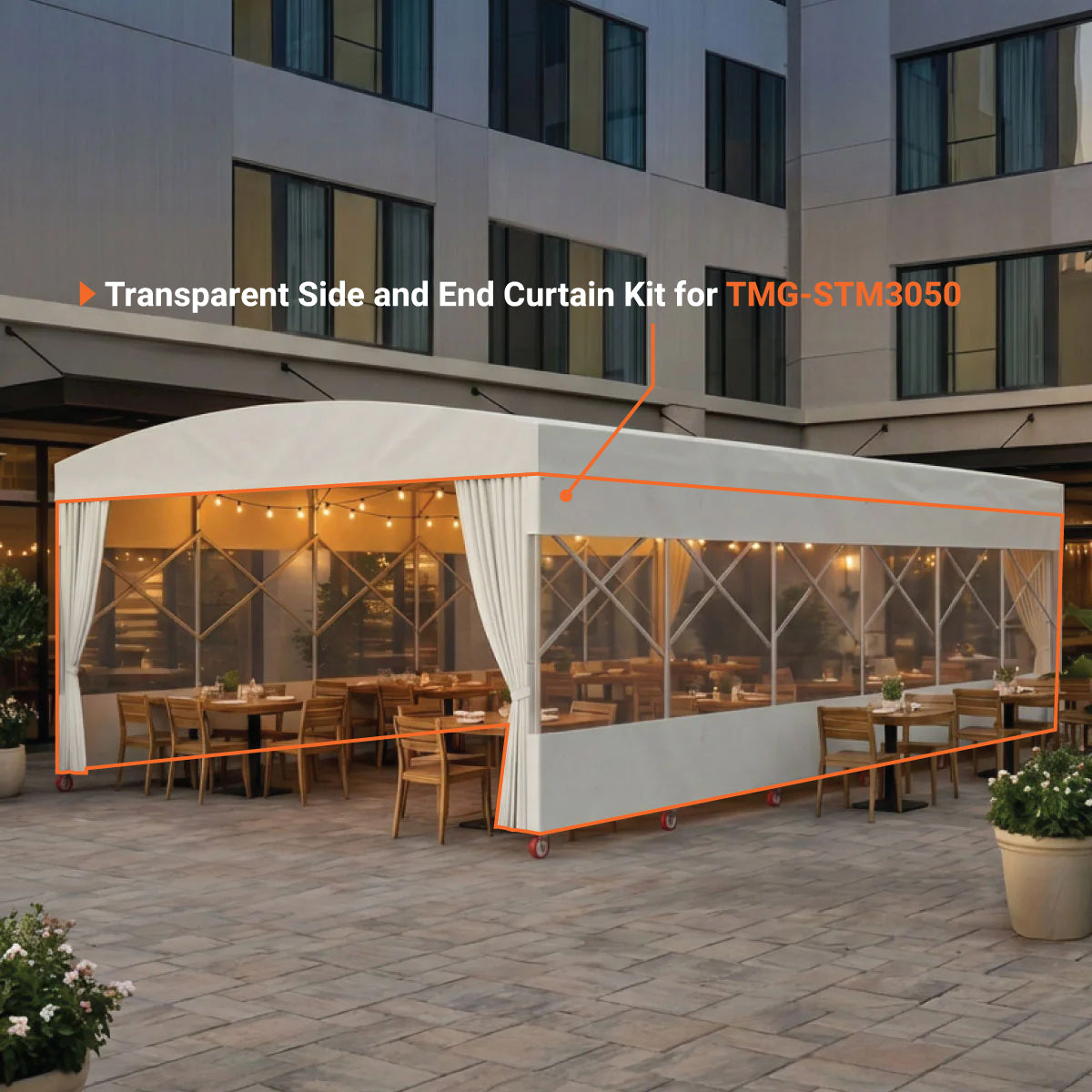 Transparent Side and End Curtain Kit for TMG-STM3050, 17oz PVC, (Shelter Not Included) TMG-STM3050-TC