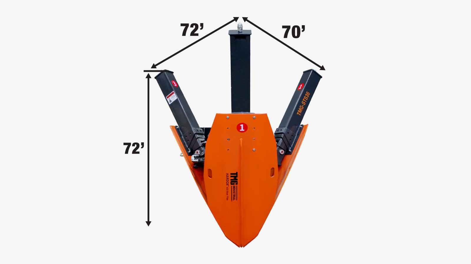 TMG Industrial 36” Skid Steer Hydraulic Tree Spade, 4” Diameter Cut Capacity, 22” Blade Opening, Hardox® 400 Blades, TMG-STS35-specifications-image