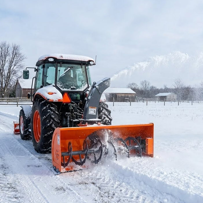 72" 3-Point Hitch Snow Blower, 25-90 HP, 24" Diameter Impeller, 360° Snow Chute, CAT 1 & CAT 2 Suspension, TMG-TBS72