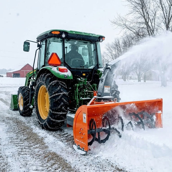 48" 3-Point Hitch Snow Blower, 20-40 HP, 20" Diameter Impeller, 360° Snow Chute, CAT 1 Suspension, TMG-TBS48
