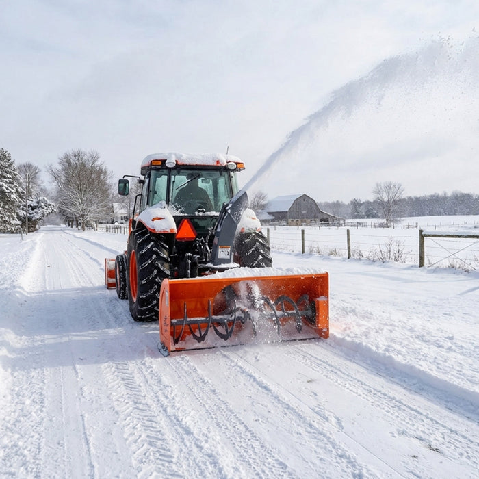 84" 3-Point Hitch Snow Blower, 25-90 HP, 24" Diameter Impeller, 360° Snow Chute, CAT 1 & CAT 2 Suspension, TMG-TBS84