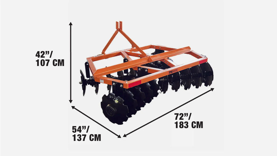 72" Notched Disc Harrow, 3-Point Hitch, Cat 1 Hook-up, 25-45 HP Tractors, TMG-TDH06-specifications-image