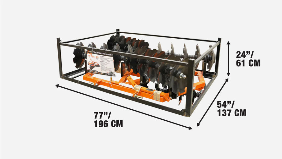 72" Notched Disc Harrow, 3-Point Hitch, Cat 1 Hook-up, 25-45 HP Tractors, TMG-TDH06-shipping-info-image