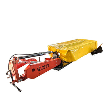 TDM95 disc mower with orange frame and yellow cutter cover, angled view on white background