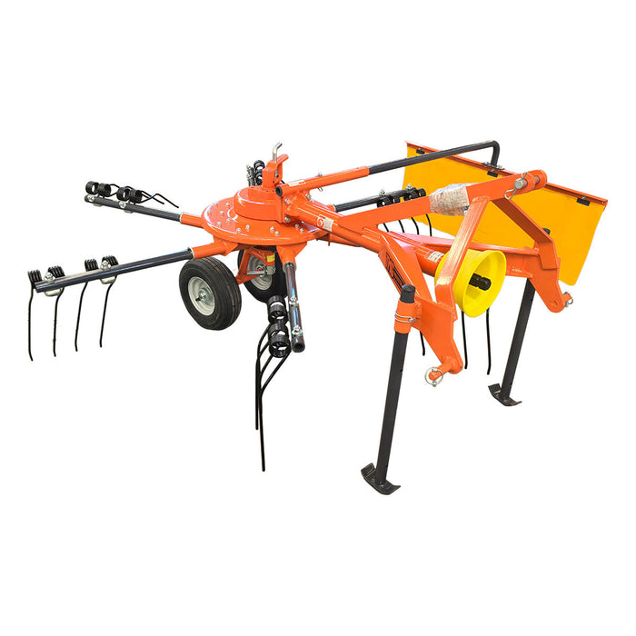 98" Hay Rake & Tedder, 12 Spring Tines, 3-Point Hitch Category 1, PTO Shaft Included, 18-50 HP Tractor, TMG-THR100