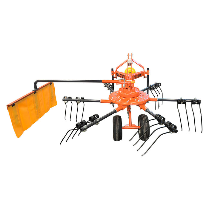 98" Hay Rake & Tedder, 12 Spring Tines, 3-Point Hitch Category 1, PTO Shaft Included, 18-50 HP Tractor, TMG-THR100