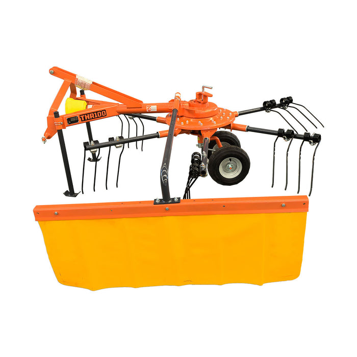 98" Hay Rake & Tedder, 12 Spring Tines, 3-Point Hitch Category 1, PTO Shaft Included, 18-50 HP Tractor, TMG-THR100