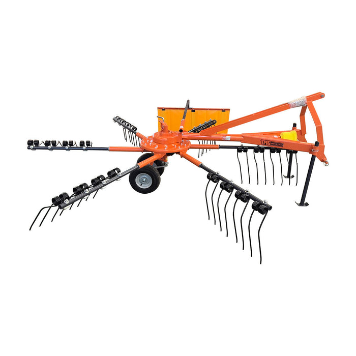 118" Hay Rake & Tedder, 24 Spring Tines, 3-Point Hitch Category 1, PTO Shaft Included, 25-50 HP Tractor, TMG-THR120