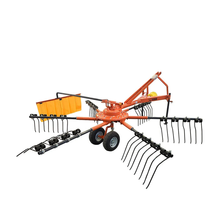 118" Hay Rake & Tedder, 24 Spring Tines, 3-Point Hitch Category 1, PTO Shaft Included, 25-50 HP Tractor, TMG-THR120