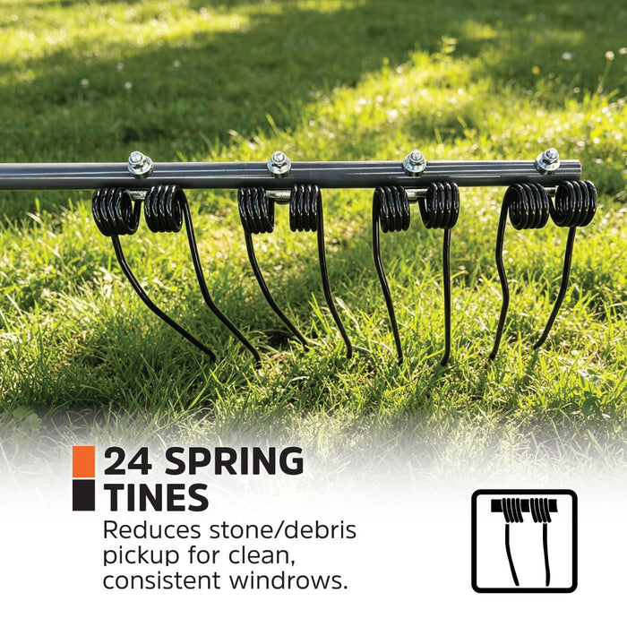 118" Hay Rake & Tedder, 24 Spring Tines, 3-Point Hitch Category 1, PTO Shaft Included, 25-50 HP Tractor, TMG-THR120