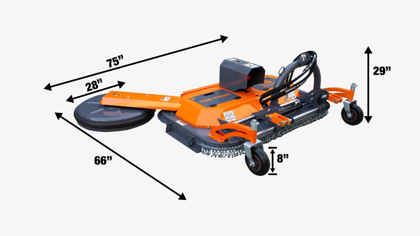 TMG Industrial 60” Offset Orchard Finishing Weeding Mower w/Swivel-Arm Disc Device, 3-Point Hitch, TMG-TMO60-specifications-image