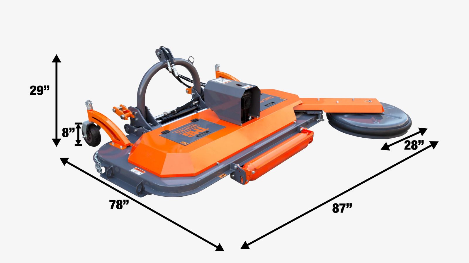 TMG Industrial 70” Offset Orchard Finishing Weeding Mower w/Swivel-Arm Disc Device, 3-Point Hitch, TMG-TMO70-specifications-image