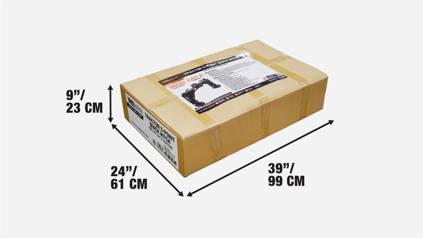 Tractor 3-Point Quick Hitch, 3600 Lb Capacity, CAT 2 Hook-Up, 90 HP Tractor, ASAE Specifications, TMG-TQH03-shipping-info-image