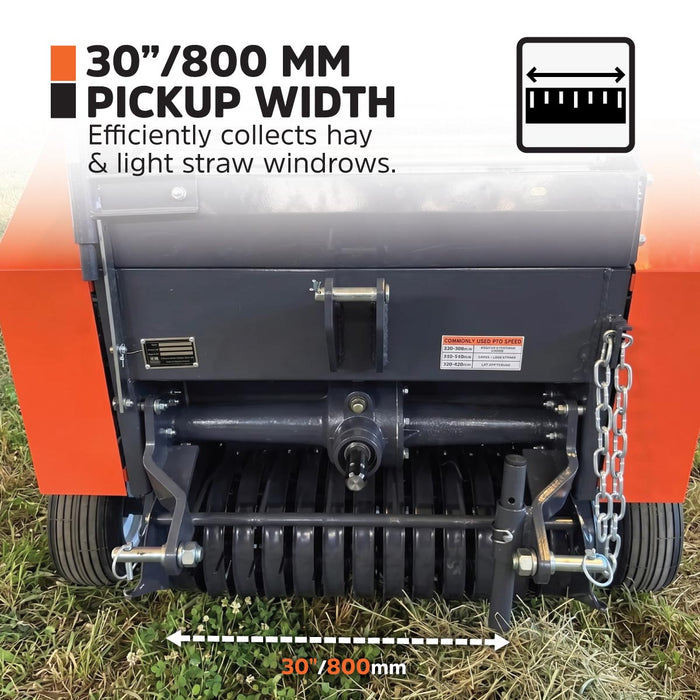 20" x 27" Round Hay Baler, Net Wrap, 3-Point Hitch, Category 1, PTO Shaft Included, 15-50 HP Tractor, TMG-TRB50N