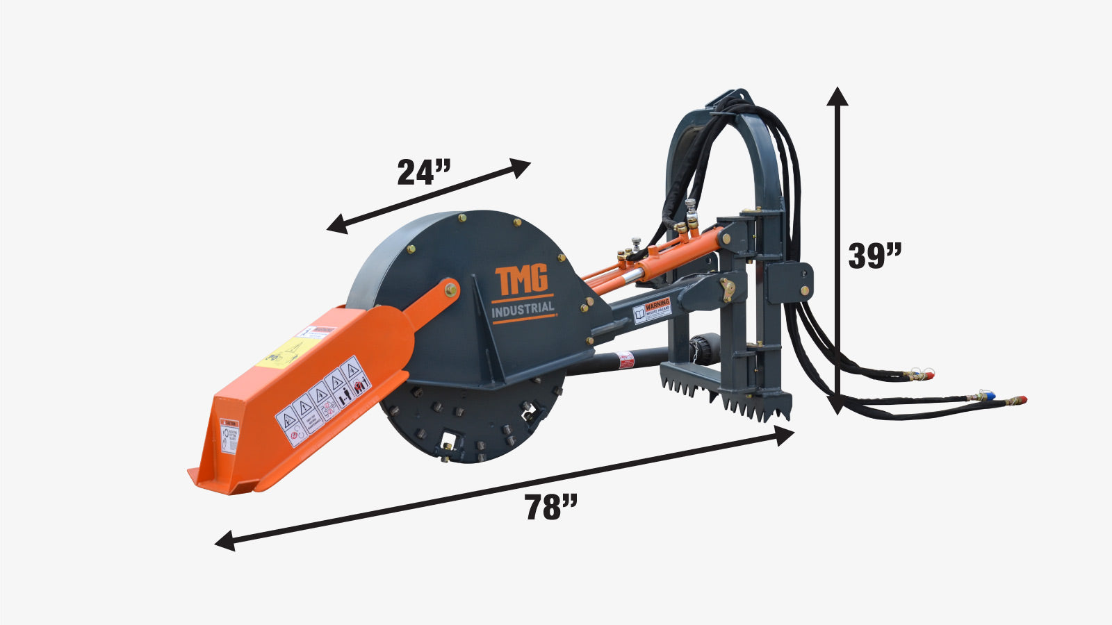 TMG Industrial 26” 3-Point Hitch Stump Grinder,  Category 1 & 2 Hookup, Driveline Shaft Included, 30-50 HP Tractor, TMG-TSG26-specifications-image