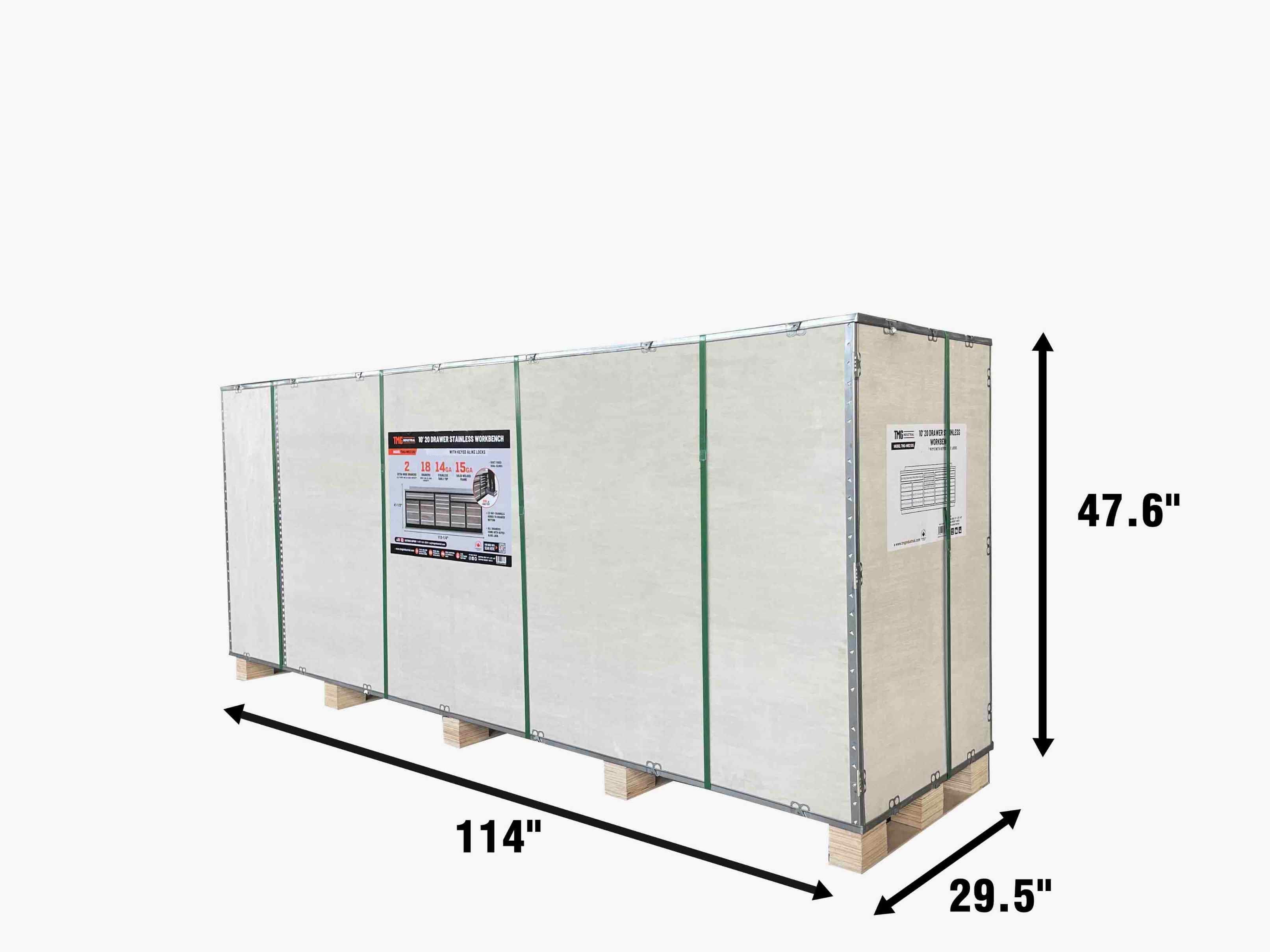 TMG Heavy Series™ 9' 20 Drawer Stainless Steel Workbench, Ball Bearing Double Slides & Casters TMG-WB921S (Previously TMG-WB21DS)-shipping-info-image