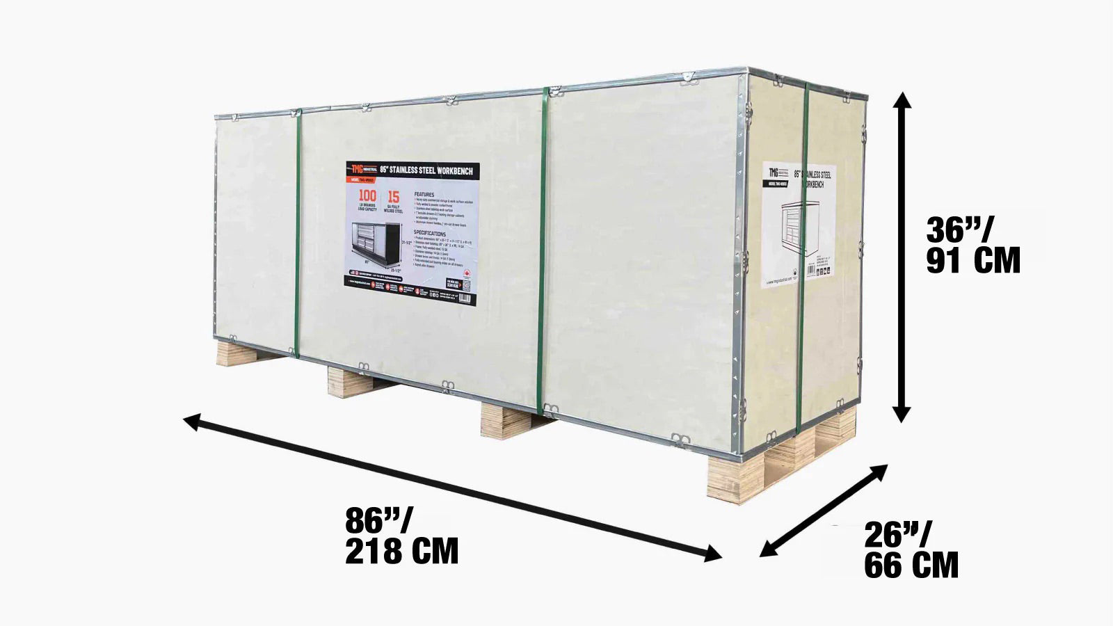 TMG Heavy Series™ 7' Stainless Steel Workbench, 7 Lockable Drawers, 2 Storage Cabinets, All-in-One Welded Frame, TMG-WB707S (Previously TMG-WB85S)-shipping-info-image