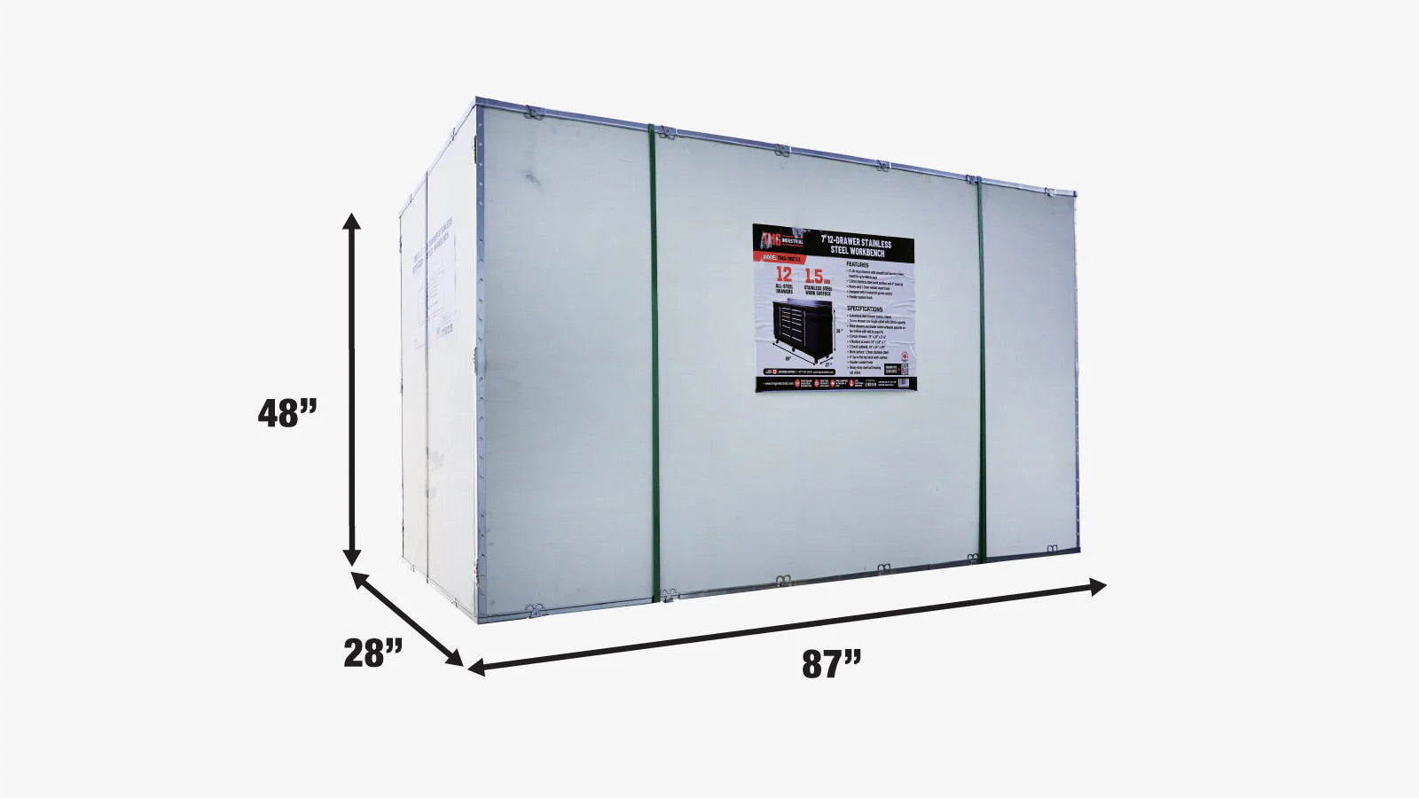 TMG Heavy Series™ 7-Ft 12-Drawer Workbench with Stainless Steel Top, Ball Bearing Double Slides & Casters TMG-WB712-shipping-info-image