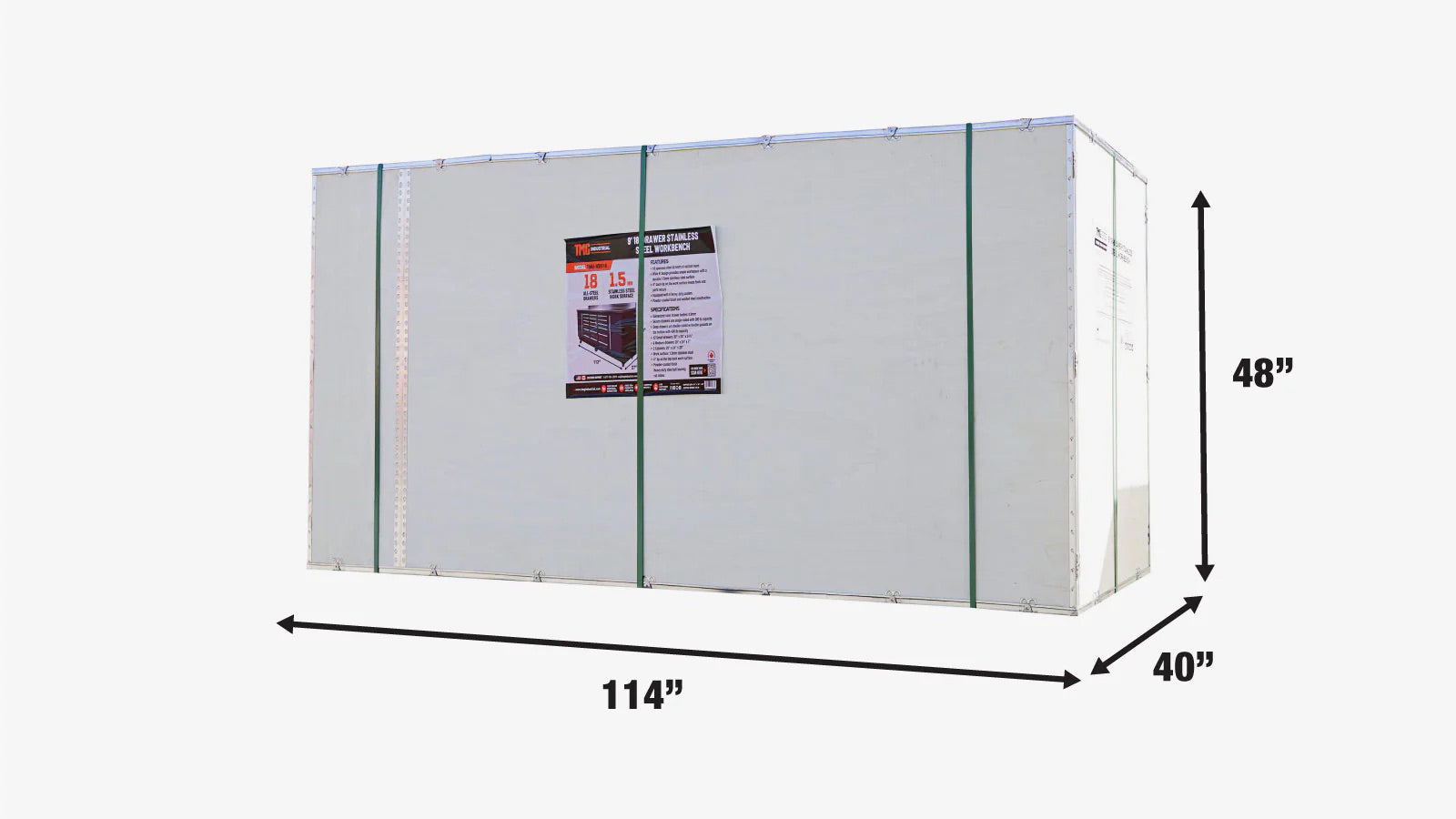 TMG Heavy Series™ 9-Ft 18-Drawer Workbench with Stainless Steel Top, Ball Bearing Double Slides & Casters, TMG-WB918-shipping-info-image