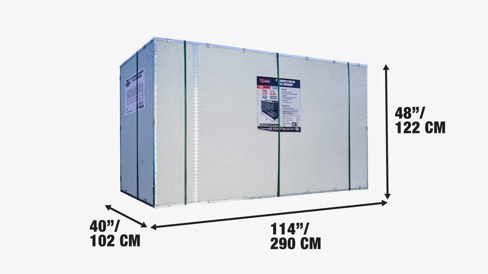 Pro Series 9-Ft 30-Drawer Workbench with Stainless Steel Top, Ball Bearing Double Slides & Casters, TMG-WB930-shipping-info-image