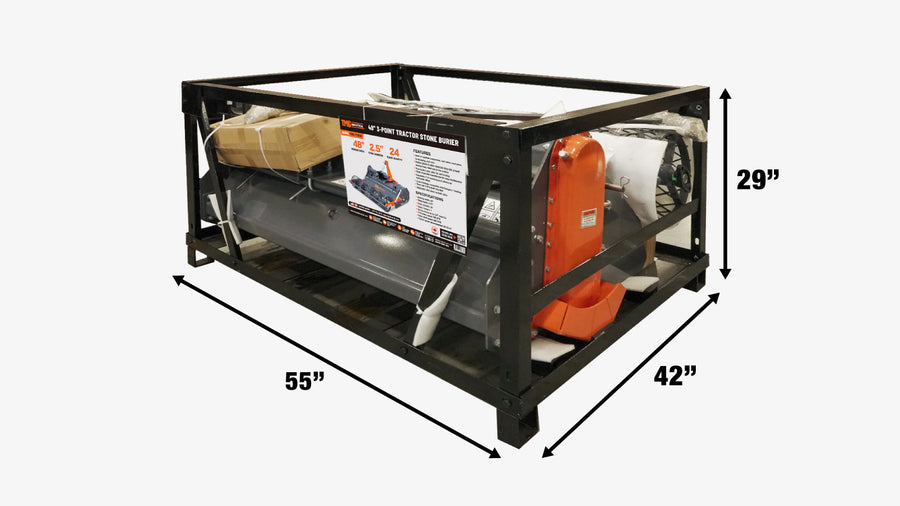 48" Stone Burier Rotary Tiller, 3-Point Hitch, Category 1 Hookup, 25-50 HP Tractors, PTO Shaft Included, 2-1/2" Stone Capacity, TMG-TSB48 (Discontinued – No Longer Available)-shipping-info-image