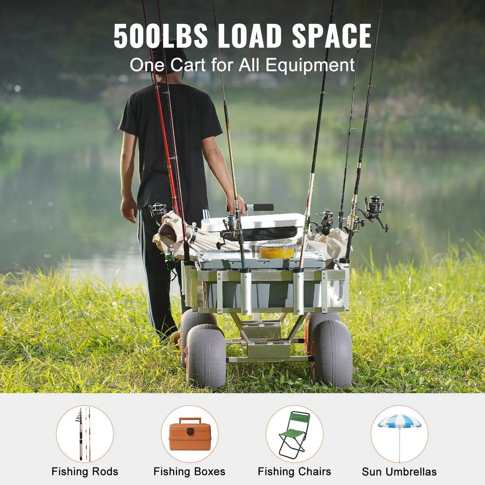 500 lbs Beach Fishing Cart, 13