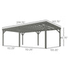 12' x 20' Wooden Pergola Gazebo with Grape Trellis & Concrete Anchors, Gray, DOBA-WPG1220