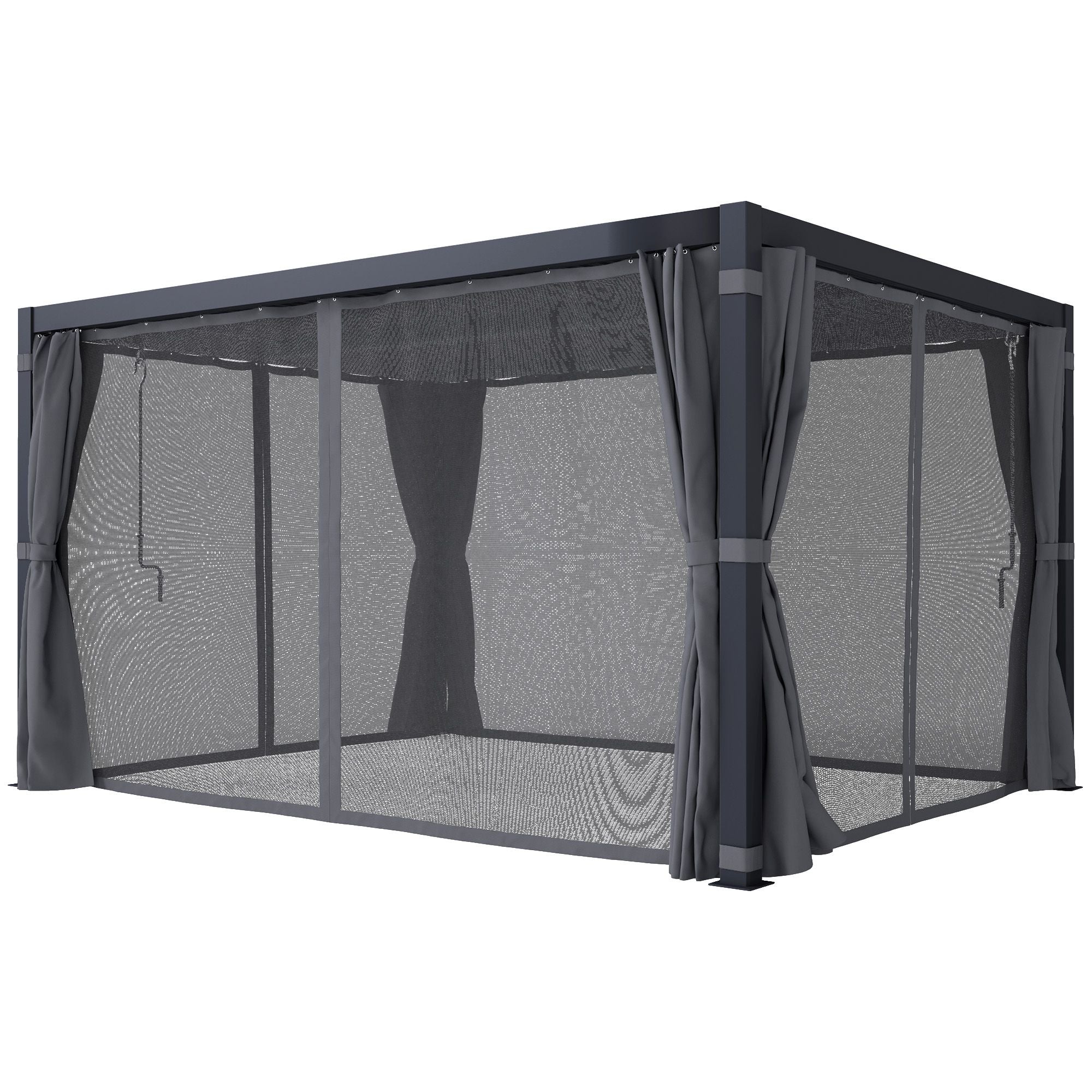 10' x 13' Adjustable Louvered Aluminum Pergola with Canopy, Curtains & Netting, Outsunny, DOBA-PG1013-shipping-info-image