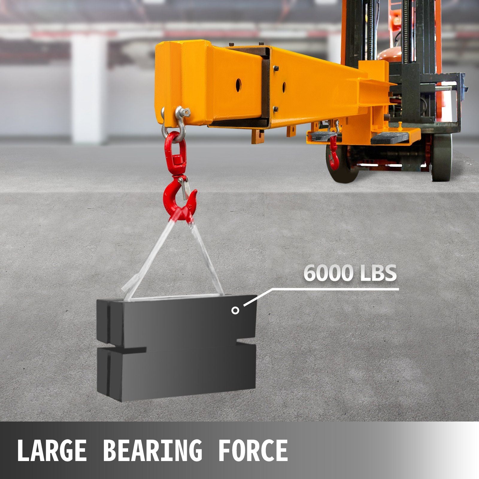 6000 lbs (3T) Forklift Mobile Crane, Truss Jib Boom with 2 Hooks, Heavy-Duty Forklift Lifting & Towing Attachment, DOBA-FC6000-description-image