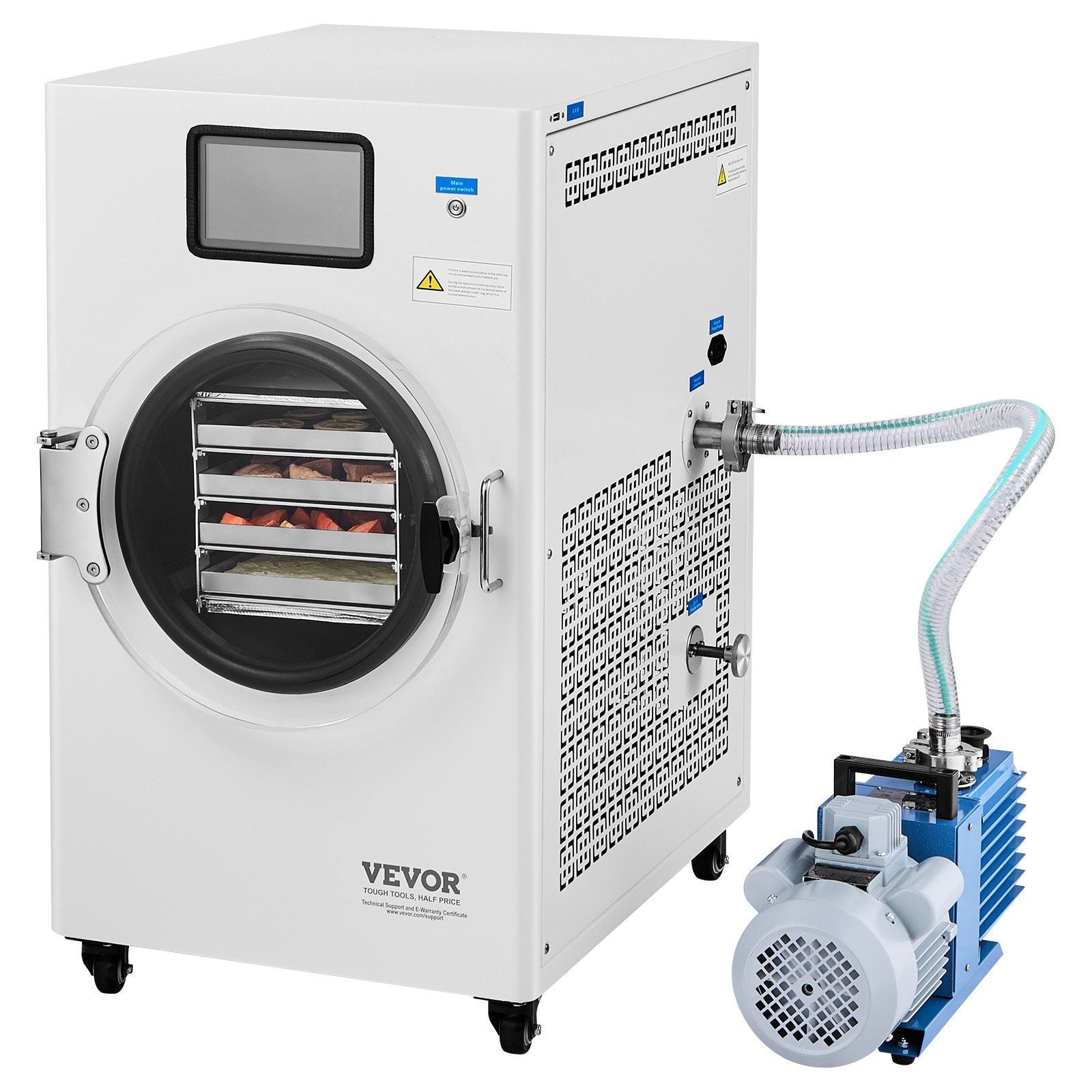 Vacuum Freeze Dryer Machine 8.8–13.2 lb Capacity with 4 Trays & Vacuum Pump, White, VEVOR, DOBA-FD413-shipping-info-image