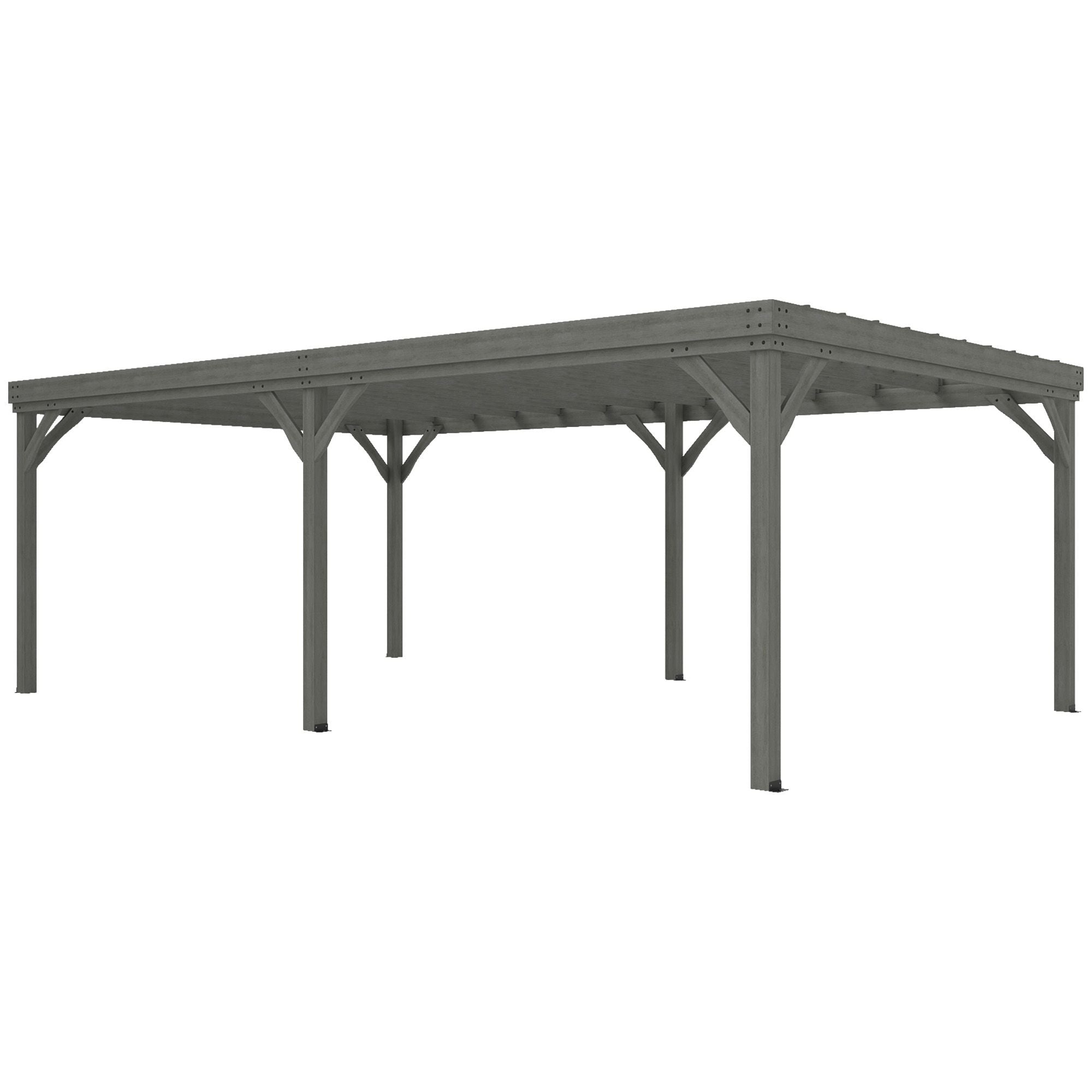 12' x 20' Wooden Pergola Gazebo with Grape Trellis & Concrete Anchors, Gray, DOBA-WPG1220-shipping-info-image