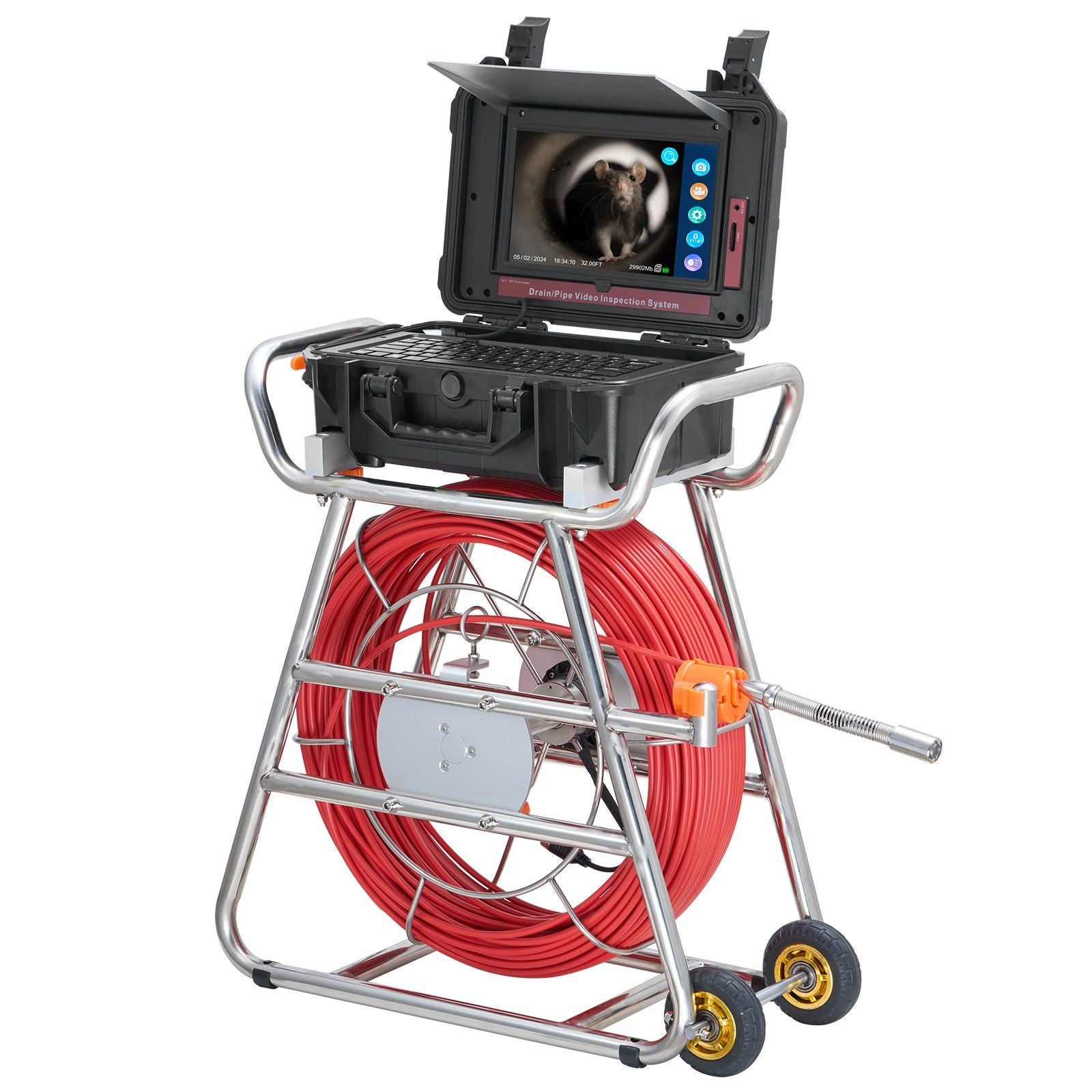 328 ft (100m) Sewer Camera, Self-Leveling Drain Inspection System, 10.1
