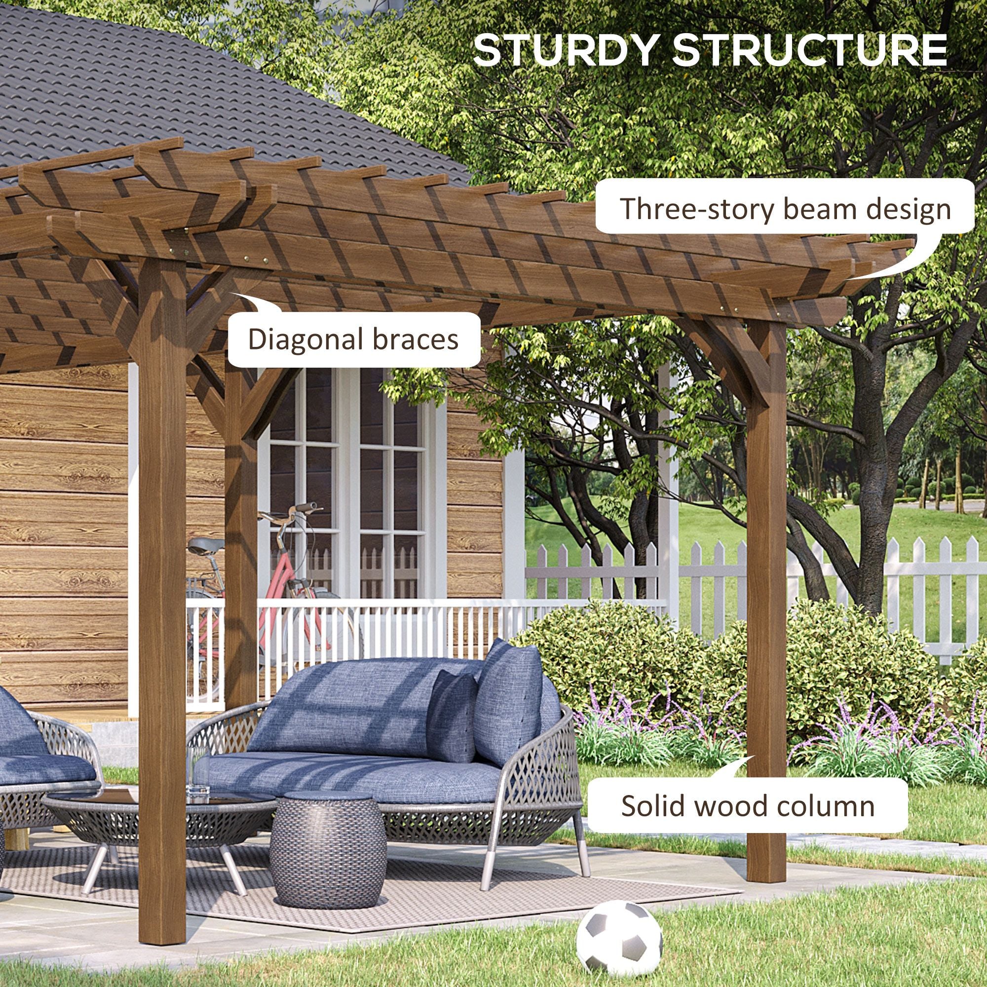 20' x 12' Wooden Pergola Gazebo with Grape Trellis Design for Garden & Patio, DOBA-WPG2012-description-image