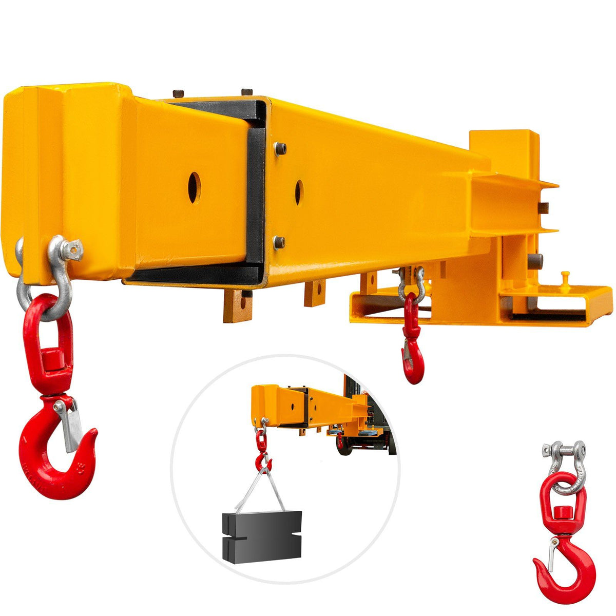 6000 lbs (3T) Forklift Mobile Crane, Truss Jib Boom with 2 Hooks,
