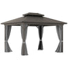 10' x 12' Hardtop Metal Gazebo with Curtains & Netting, Aluminum Frame, Outsunny, DOBA-GZ1012G