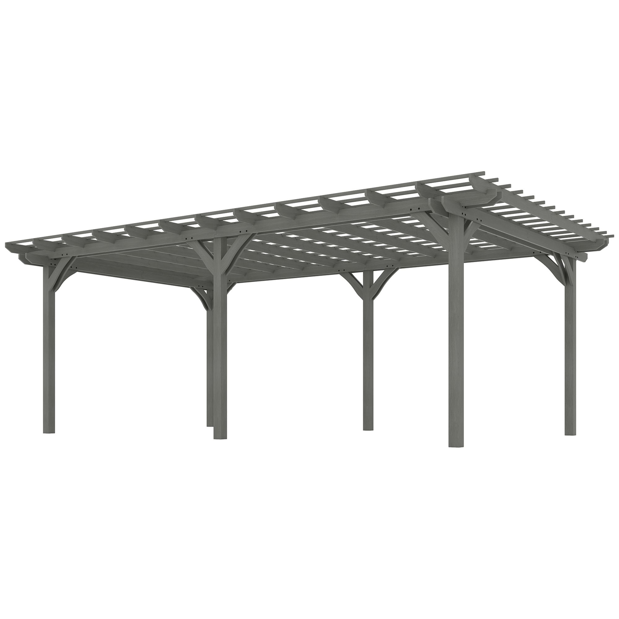 12' x 20' Wooden Pergola Gazebo with Grape Trellis for Climbing Plants, Gray, Outsunny, DOBA-PG1220-shipping-info-image