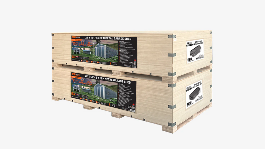 20' x 40' Metal Garage Shed, 9' High Double Front Doors, 13' Peak, 800 Sq-Ft TMG-MS2040-shipping-info-image