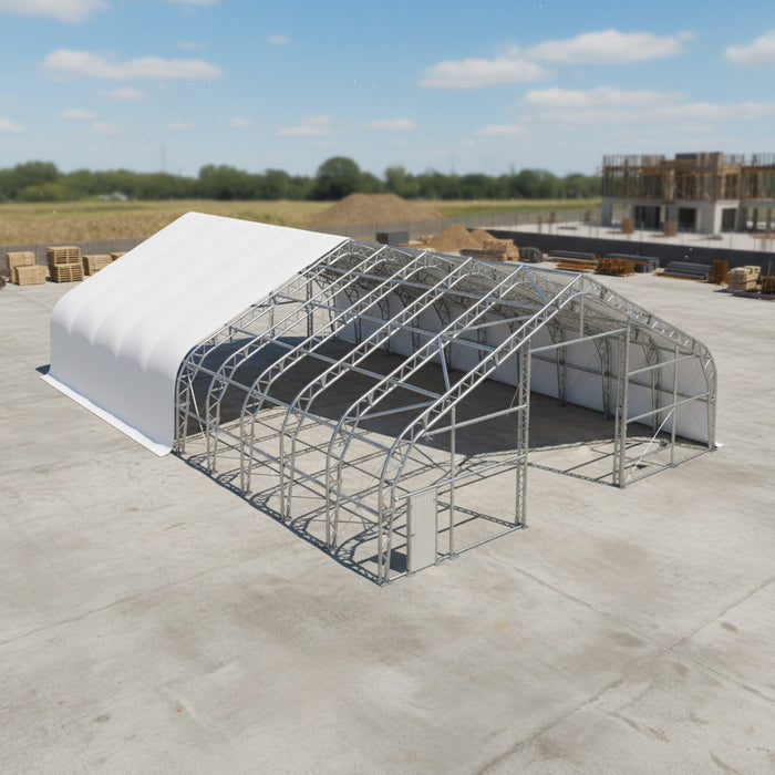 Snow Series 50' x 80' Dual-Truss Pre-Engineered Storage Shelter, Rated Snow Load 35 PSF & Wind Load 100 km/h, TMG-DTE5080-SR35