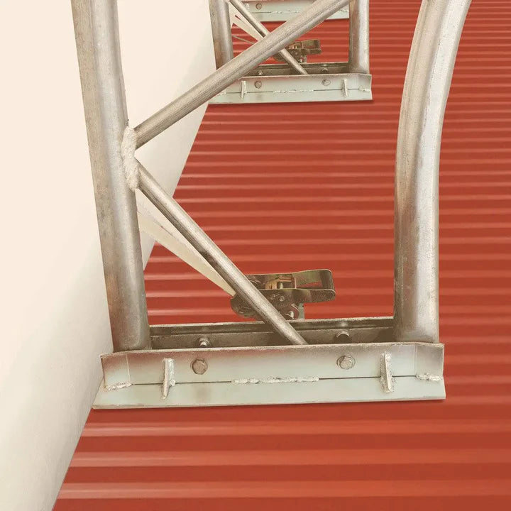 TMG-DT5040C galvanized truss baseplate mounted to a shipping container