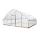 TMG-GH2020-V2 greenhouse with front door open and roll-up side window raised