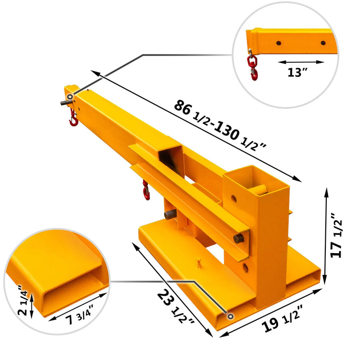 thumbnail image 2 of 6000LB Adjustable Forklift Mobile Crane Jib Boom With 2 Hooks – 3 Ton Capacity 2 of 5