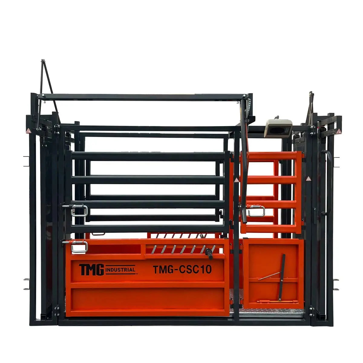 TMG Industrial 10’ Cattle Work Chute 4500-lb Weight Scale, Side Exit, Upper/Lower Swing Openings, LCD Weight Display, TMG-CSC10