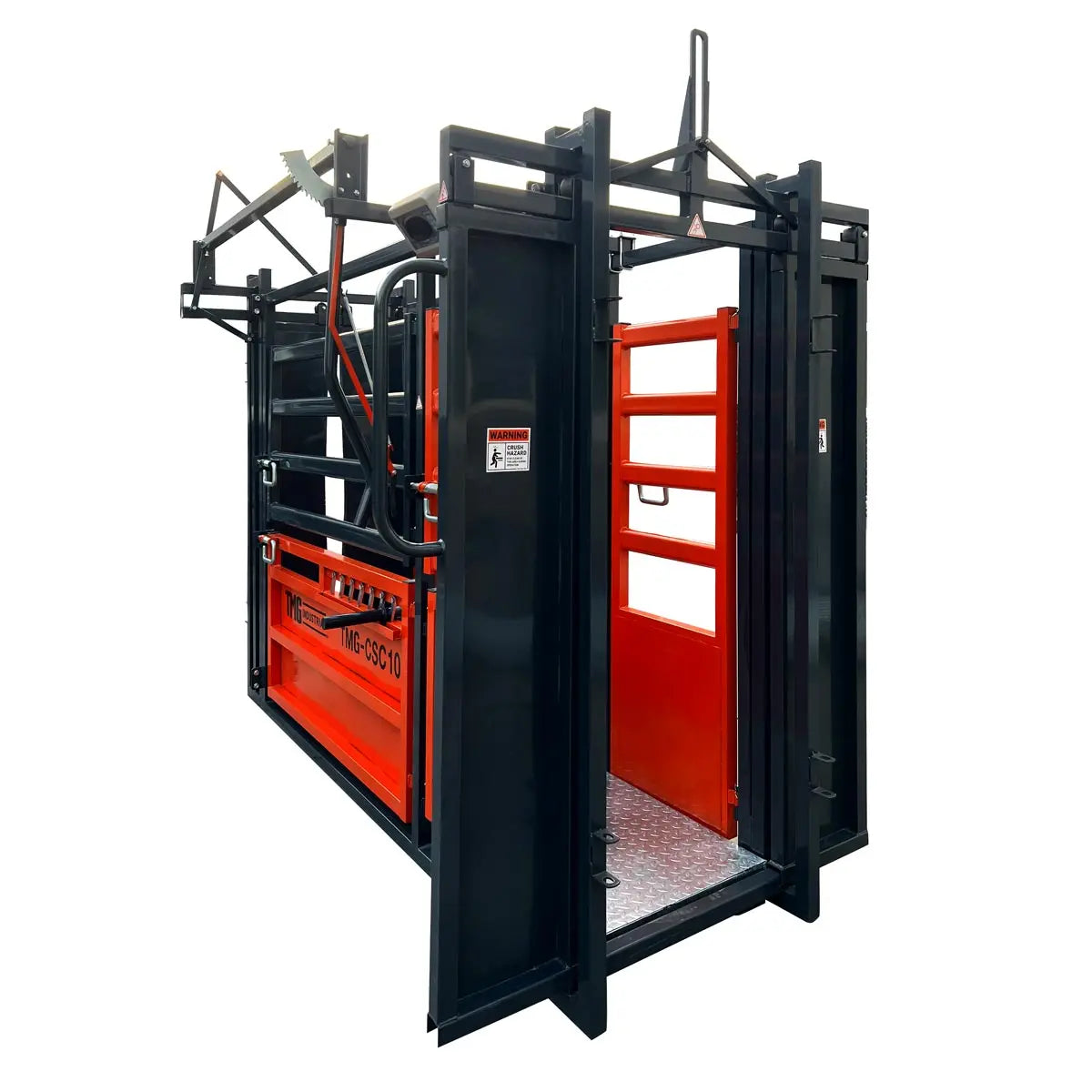 TMG Industrial 10’ Cattle Work Chute 4500-lb Weight Scale, Side Exit, Upper/Lower Swing Openings, LCD Weight Display, TMG-CSC10