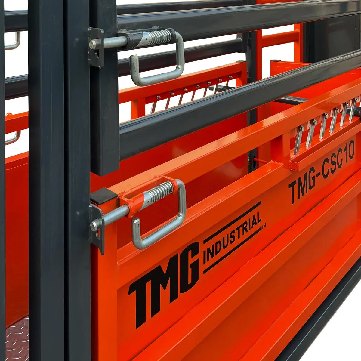 TMG Industrial 10’ Cattle Work Chute 4500-lb Weight Scale, Side Exit, Upper/Lower Swing Openings, LCD Weight Display, TMG-CSC10
