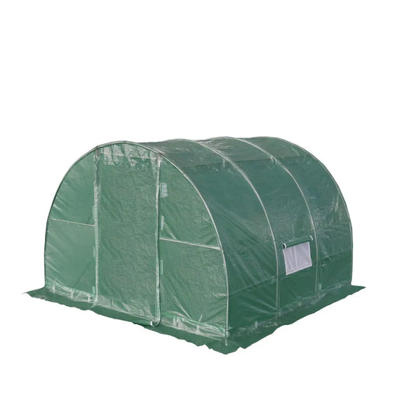 TMG Industrial 10' x 10' Tunnel Greenhouse Grow Tent w/Ripstop Leno Cover, Cold Frame, Roll-Up Mesh Windows, Round Top Roof, TMG-GH1010R