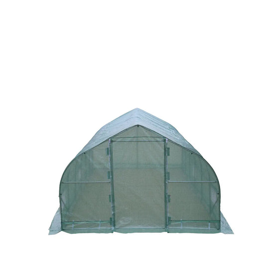 TMG Industrial 10' x 20' Tunnel Greenhouse Grow Tent w/Ripstop Leno Cover, Cold Frame, Roll-Up Mesh Windows, Peak Roof, TMG-GH1020P