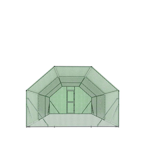 TMG Industrial 10’ x 20’ Wire Mesh Chicken Run Shelter Coop, Galvanized Steel, 200 Sq-Ft, Lockable Gate, PVC Coated Mesh, TMG-CRS1020