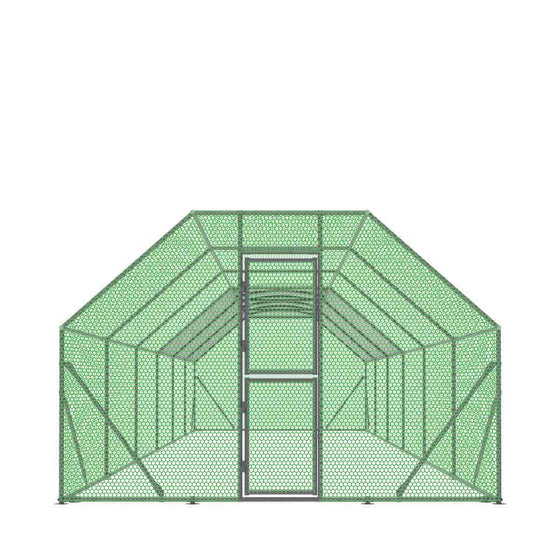 TMG Industrial 10’ x 40’ Wire Mesh Chicken Run Shelter Coop, Galvanized Steel, 400 Sq-Ft, Lockable Gate, PVC Coated Mesh, TMG-CRS1040